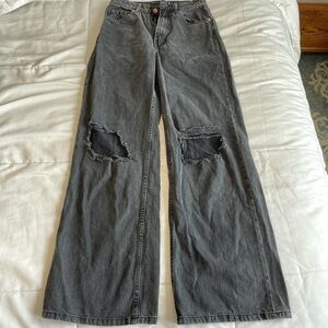 H&M Gray Distressed Flare Jeans